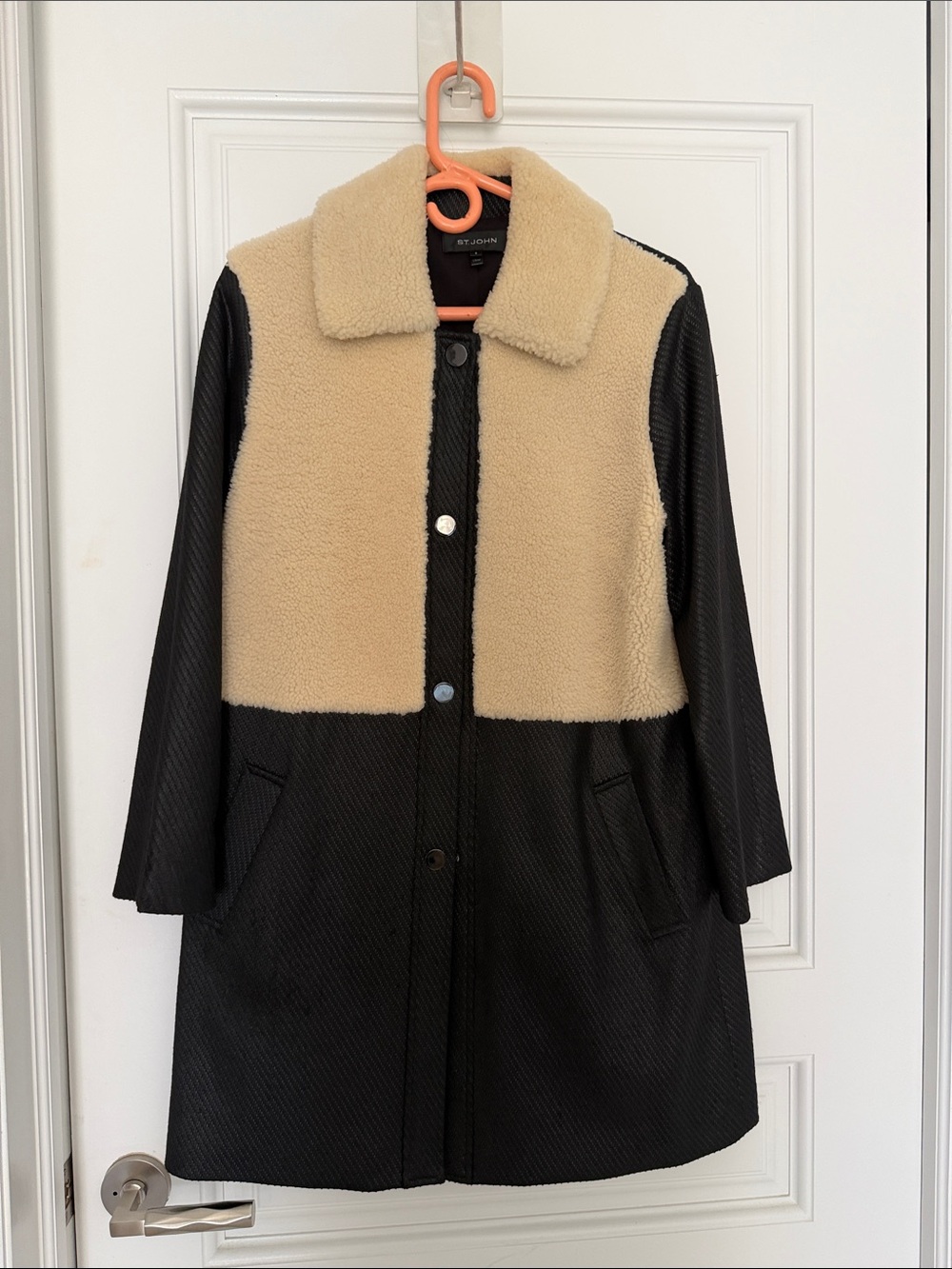 St. John Two-Tone Beige and Black Teddy Jacket